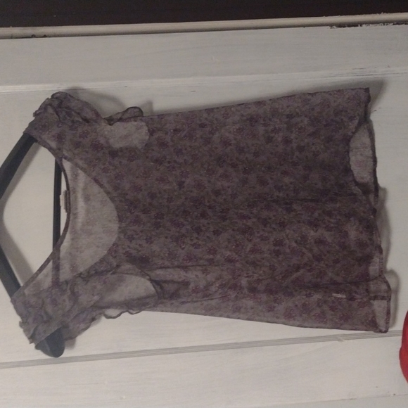 Converse One Star ⭐ Purple Floral Sheer Blouse - Picture 4 of 4